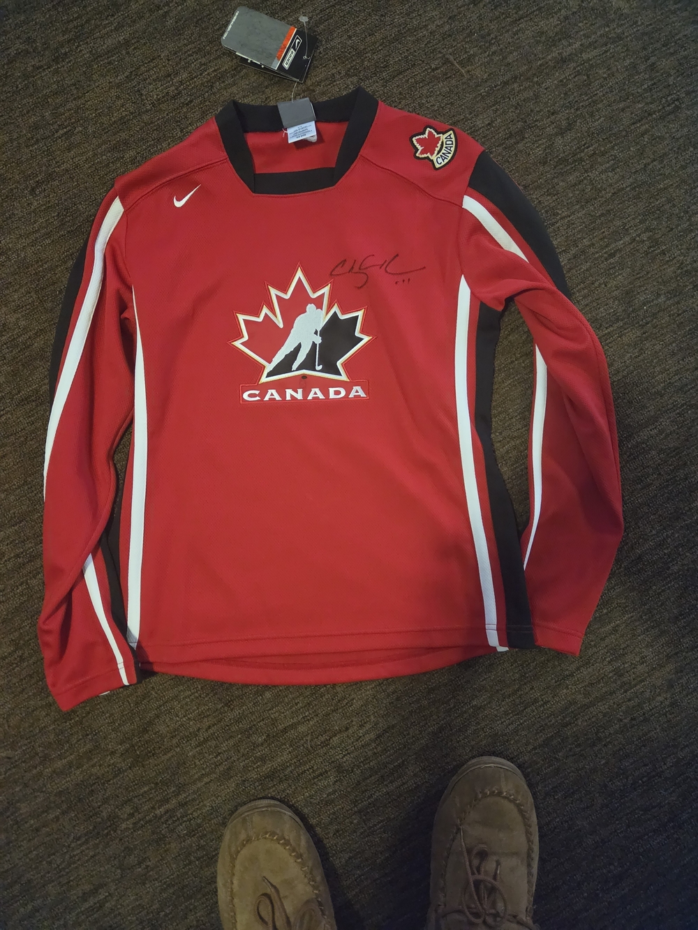 Bauer Red Canada Womens  Hockey Jersey with White & Black Trim